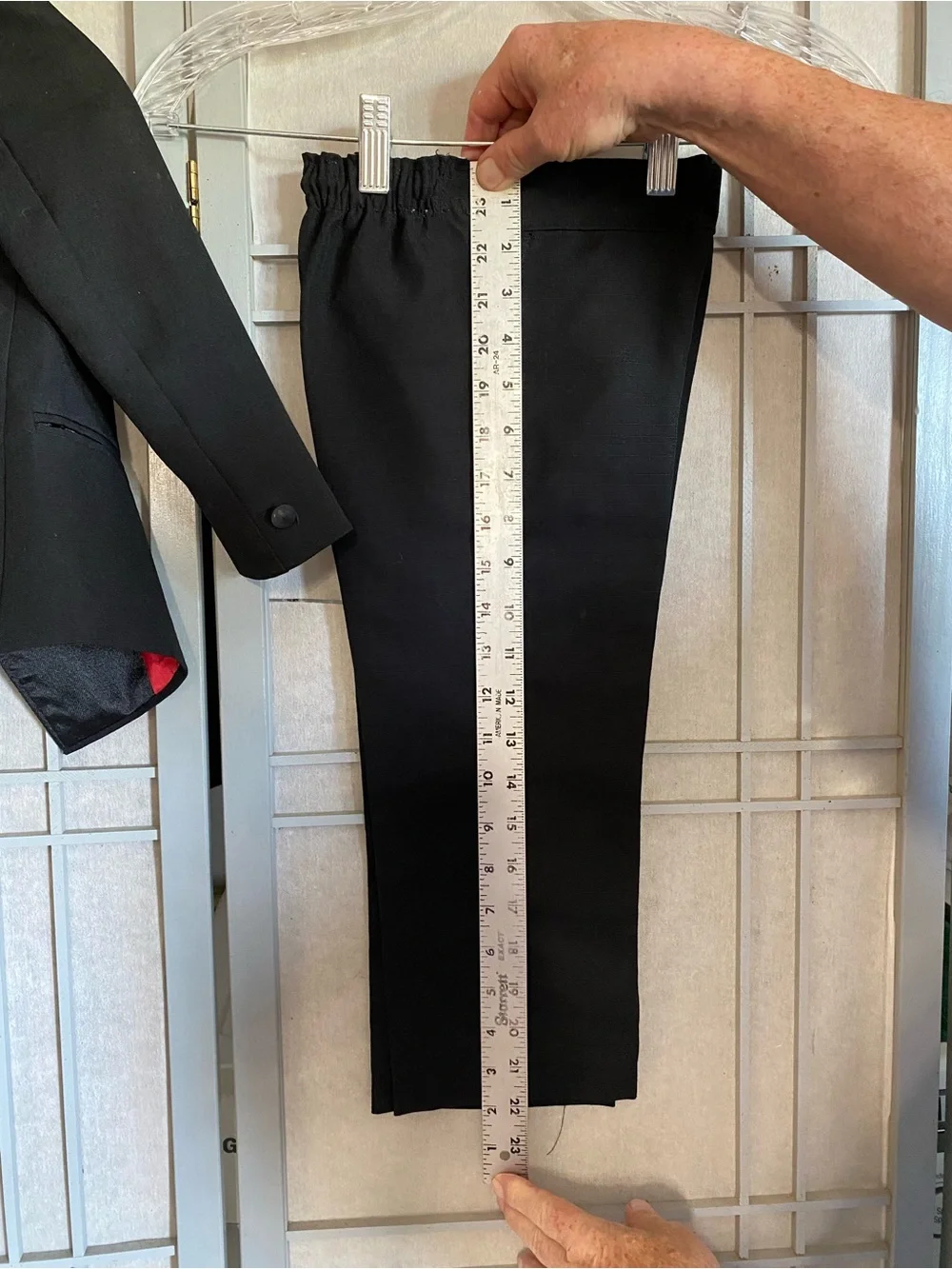 Black Boys Two-Piece Tuxedo Jacket & Pants with Red Lining